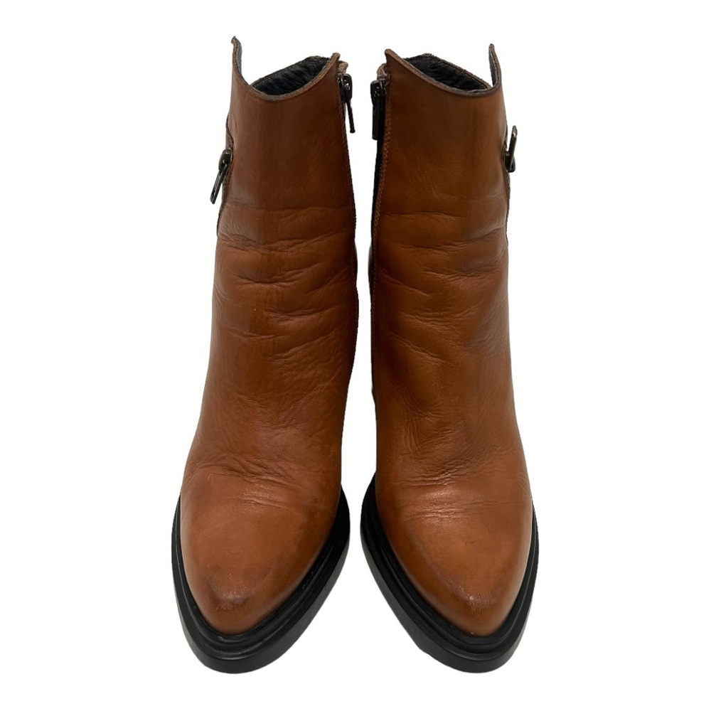 Frankie Segal Gabrielle Michel Brown Leather Platform Point Toe Heeled Boots 39 - Picture 5 of 16